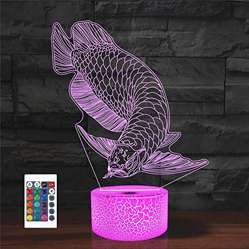 3D Fischlampe Fernbedienung 16 Farben Nachtlichter Illusion Acryl LED Tisch Nachttischlampe Kinderzimmer Schreibtisch Dekoration Geburtstag süßes Spielzeug für Kinder und Erwachsene von SUPERRUIDALONG