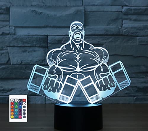 3D Hantel Fitness-Fernbedienung 16 Farben Nachtlichter Illusion Acryl LED-Tisch Nachttischlampe Kinderzimmer Schreibtisch Dekoration Geburtstagsgeschenke Spielzeug für Kinder von SUPERRUIDALONG