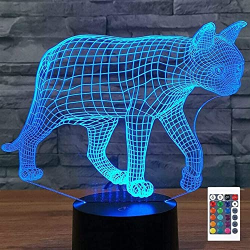 3D Katzen Fernbedienung 16 Farben Nachtlichter Illusion Acryl LED Tisch Nachttischlampe Kinderzimmer Schreibtisch Dekoration Geburtstag Spielzeug für Kinder von SUPERRUIDALONG