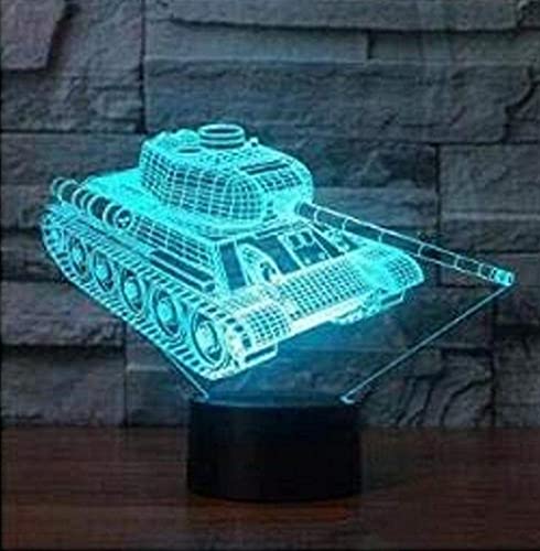 SUPERRUIDALONG 3D Panzer Illusions Lampen Tolle 16 Farbwechsel Acryl berühren Tabelle Schreibtisch-Nachtlicht mit für Kinder Schlafzimmer Geburtstagsgeschenke Geschenk changeant lumières LED von SUPERRUIDALONG
