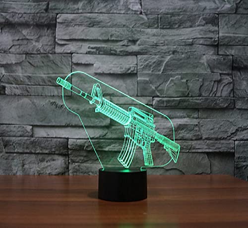 SUPERRUIDALONG 3D Pistole Illusions Lampen Tolle 16 Farbwechsel Acryl berühren Tabelle Schreibtisch-Nachtlicht mit für Kinder Schlafzimmer Geburtstagsgeschenke Geschenk changeant lumières LED von SUPERRUIDALONG