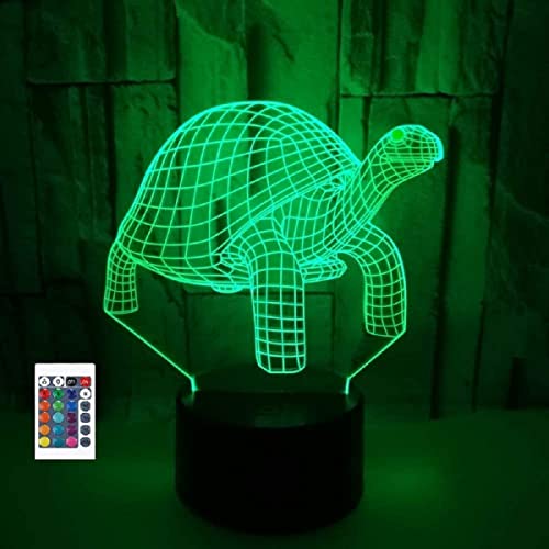 3D Schildkröten Fernbedienung 16 Farben Nachtlichter Illusion Acryl LED-Tisch Nachttischlampe Kinderzimmer Schreibtisch Dekoration Geburtstag Spielzeug für Kinder von SUPERRUIDALONG