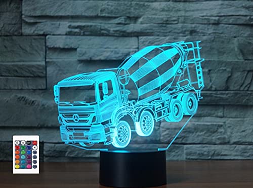 3D Schlammfüllung LKW Fernbedienung 16 Farben Nachtlichter Illusion Acryl LED-Tisch Nachttischlampe Kinderzimmer Schreibtisch Dekoration Geburtstagsgeschenke Spielzeug für Kinder von SUPERRUIDALONG