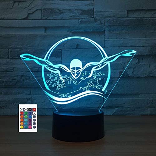 3D Schwimmlampe Fernbedienung 16 Farben Nachtlichter Illusion Acryl LED-Tisch Nachttischlampe Kinderzimmer Schreibtisch Dekoration Geburtstag süßes Spielzeug für Kinder und Erwachsene von SUPERRUIDALONG