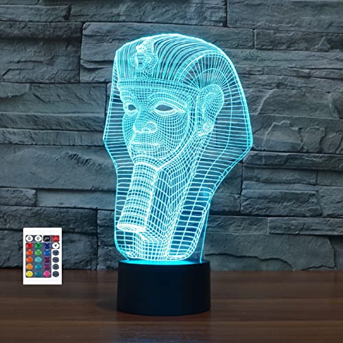 SUPERRUIDALONG 3D Ägyptische Pharao Nachtlicht 7/16 Farbwechsel LED Fernbedienung Tisch Schreibtisch Lampe Acryl Flache ABS Basis USB Home Dekoration Geburtstag Xmas Kid Kinder Geschenk von SUPERRUIDALONG