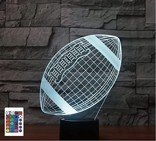 SUPERRUIDALONG 3D American Football Nachtlichter Fernbedienung 16 Farben Illusion Acryl LED Tisch Nachttisch Lampe Kinder Schlafzimmer Schreibtisch Dekor Geburtstag Geschenke Spielzeug für Kinder von SUPERRUIDALONG