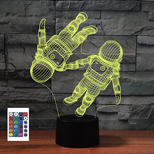 SUPERRUIDALONG 3D Astronaut Fernbedienung 16 Farben Nachtlichter Illusion Acryl LED Tisch Nachttisch Lampe Kinder Schlafzimmer Schreibtisch Dekor Geburtstag Geschenke Spielzeug für Kinder von SUPERRUIDALONG