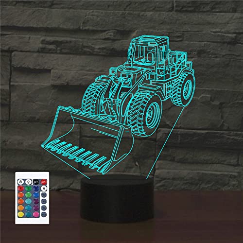 SUPERRUIDALONG 3D-Bagger-Fernbedienung 16 Farben Nachtlichter Illusion Acryl LED-Tisch Nachttischlampe Kinderzimmer Schreibtisch Dekoration Geburtstagsgeschenke Spielzeug für Kinder von SUPERRUIDALONG