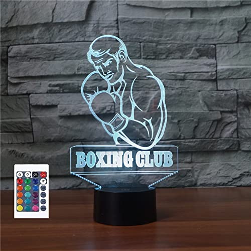 SUPERRUIDALONG 3D Boxer Fernbedienung 16 Farben Nachtlichter Illusion Acryl LED Tisch Nachttisch Lampe Kinder Schlafzimmer Schreibtisch Dekor Geburtstag Geschenke Spielzeug für Kinder von SUPERRUIDALONG