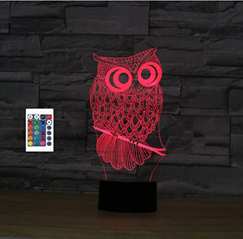 SUPERRUIDALONG 3D Eule Fernbedienung 16 Farben Nachtlichter Illusion Acryl LED Tisch Nachttisch Lampe Kinder Schlafzimmer Schreibtisch Dekor Geburtstag Geschenke Spielzeug für Kinder von SUPERRUIDALONG