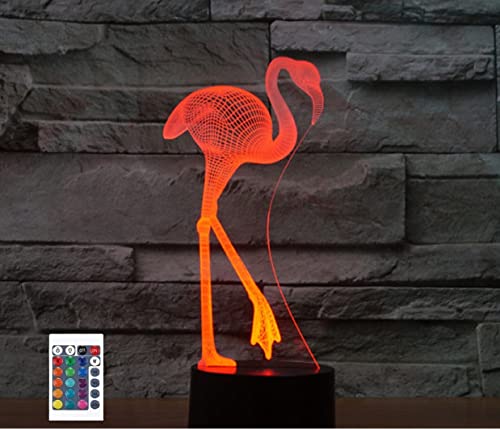 SUPERRUIDALONG 3D Flamingo Fernbedienung 16 Farben Nachtlichter Illusion Acryl LED Tisch Nachttisch Lampe Kinder Schlafzimmer Schreibtisch Dekor Geburtstag Geschenke Spielzeug für Kinder von SUPERRUIDALONG