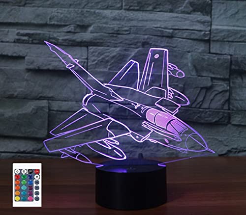 SUPERRUIDALONG 3D-Flugzeug-Fernbedienung 16 Farben Nachtlichter Illusion Acryl LED-Tisch Nachttischlampe Kinderzimmer Schreibtisch Dekoration Geburtstagsgeschenke Spielzeug für Kinder von SUPERRUIDALONG
