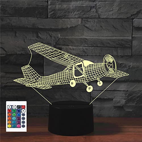 SUPERRUIDALONG 3D-Flugzeug-Fernbedienung 16 Farben Nachtlichter Illusion Acryl LED-Tisch Nachttischlampe Kinderzimmer Schreibtisch Dekoration Geburtstagsgeschenke Spielzeug für Kinder von SUPERRUIDALONG