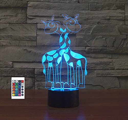 SUPERRUIDALONG 3D Giraffe Fernbedienung 16 Farben Nachtlichter Illusion Acryl LED Tisch Nachttisch Lampe Kinder Schlafzimmer Schreibtisch Dekor Geburtstag Geschenke Spielzeug für Kinder von SUPERRUIDALONG