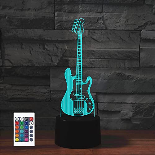 SUPERRUIDALONG 3D Gitarre Fernbedienung 16 Farben Nachtlichter Illusion Acryl LED Tischlampe Nachttischlampe von SUPERRUIDALONG