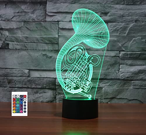 SUPERRUIDALONG 3D Instrument Saxophon Fernbedienung 16 Farben Nachtlichter Illusion Acryl LED Tisch Nachttisch Lampe Kinder Schlafzimmer Schreibtisch Dekor Geburtstag Geschenke Spielzeug für Kinder von SUPERRUIDALONG