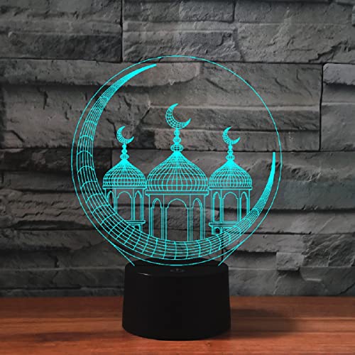 SUPERRUIDALONG 3D Islamische Architektur Fernbedienung 16 Farben Nachtlichter Illusion Acryl LED Tisch Nachttisch Lampe Kinder Schlafzimmer Schreibtisch Dekor Spielzeug für Kinder von SUPERRUIDALONG