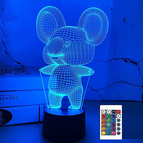 SUPERRUIDALONG 3D-Lampe, Koala-Tier-Nachtlicht, Fernbedienung, Power-Touch-Tisch, optische Illusion, Lampen, 16 Farbwechsel, Heimdekoration, Weihnachten, Geburtstagsgeschenk von SUPERRUIDALONG