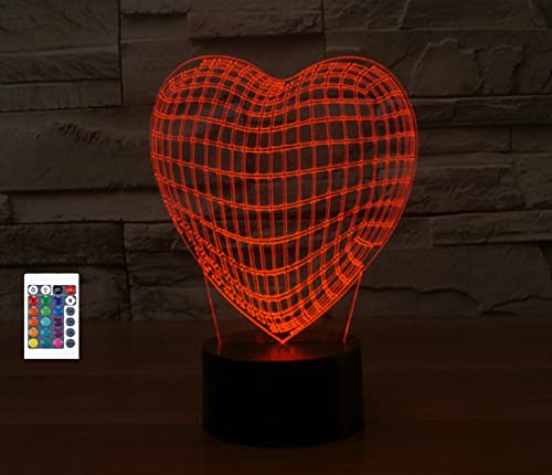 SUPERRUIDALONG 3D Liebe Herz Valentinstag Fernbedienung 16 Farben Nachtlichter Illusion Acryl LED Geburtstagsgeschenke von SUPERRUIDALONG