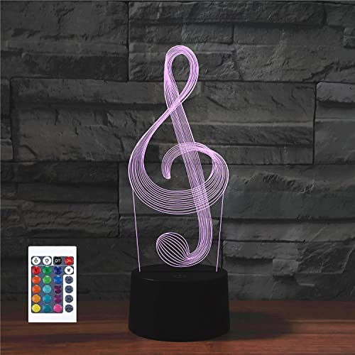 SUPERRUIDALONG 3D Musiknotation Fernbedienung 16 Farben Nachtlichter Illusion Acryl LED Tischlampe Nachttischlampe von SUPERRUIDALONG