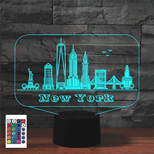 SUPERRUIDALONG 3D New York Fernbedienung 16 Farben Nachtlichter Illusion Acryl LED Tisch Nachttisch Lampe Kinder Schlafzimmer Schreibtisch Dekor Geburtstag Weihnachten Geschenke Spielzeug für Kinder SUPERRUIDALONG 3D New York Fernbedienung 16 Farben Nachtlichter Illusion Acryl LED Tisch Nachttisch Lampe Kinder Schlafzimmer Schreibtisch Dekor Geburtstag Weihnachten Geschenke Spielzeug für Kinder von SUPERRUIDALONG
