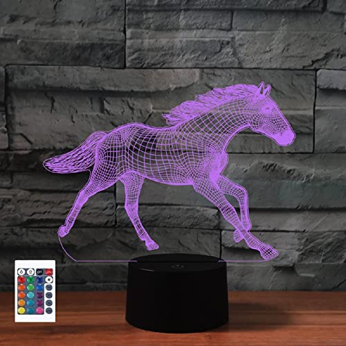 SUPERRUIDALONG 3D-Pferde-Fernbedienung, 16 Farben, Nachtlichter, Illusion, Acryl, LED-Tisch, Nachttischlampe, Kinderzimmer, Schreibtisch, Dekoration, Geburtstagsgeschenke, Spielzeug für Kinder von SUPERRUIDALONG