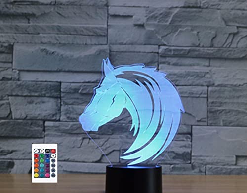 SUPERRUIDALONG 3D-Pferde-Fernbedienung, 16 Farben, Nachtlichter, Illusion, Acryl, LED-Tisch, Nachttischlampe, Kinderzimmer, Schreibtisch, Dekoration, Geburtstagsgeschenke, Spielzeug für Kinder von SUPERRUIDALONG