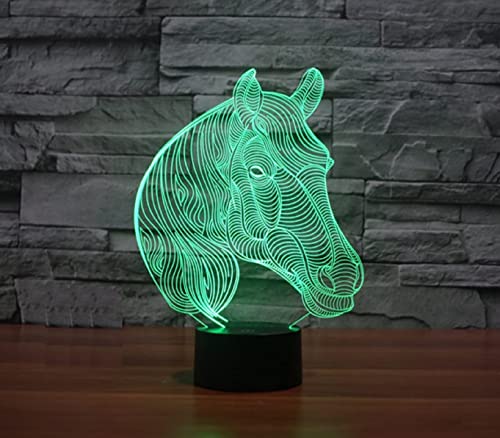 SUPERRUIDALONG 3D Pferde Nachtlichter Fernbedienung 16 Farben Illusion Acryl LED Tisch Nachttischlampe Kinderzimmer Schreibtisch Dekoration Geburtstagsgeschenke Spielzeug für Kinder von SUPERRUIDALONG