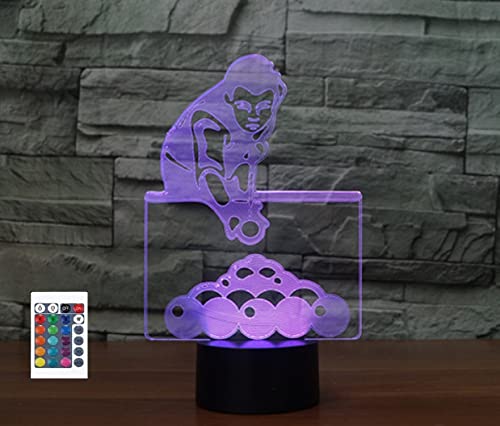 SUPERRUIDALONG 3D Play Billard Fernbedienung 16 Farben Nachtlichter Illusion Acryl LED Tisch Nachttisch Lampe Kinder Schlafzimmer Schreibtisch Dekor Geburtstag Geschenke Spielzeug für Kinder von SUPERRUIDALONG
