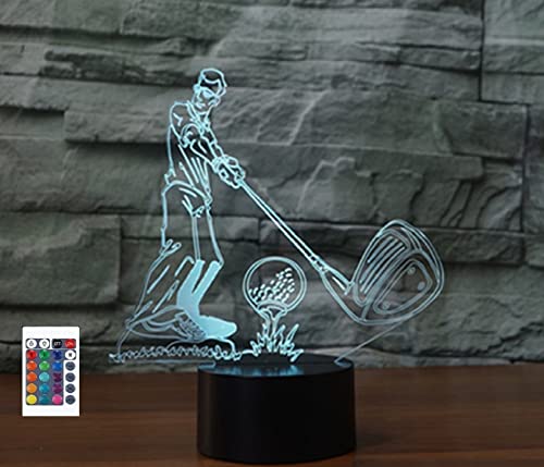 SUPERRUIDALONG 3D Play Golf Fernbedienung 16 Farben Nachtlichter Illusion Acryl LED Tisch Nachttisch Lampe Kinder Schlafzimmer Schreibtisch Dekor Geburtstag Geschenke Spielzeug für Kinder von SUPERRUIDALONG