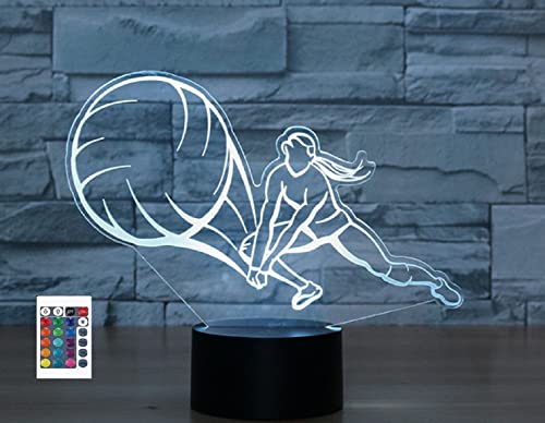 SUPERRUIDALONG 3D Play Volleyball Fernbedienung 16 Farben Nachtlichter Illusion Acryl LED Tisch Nachttisch Lampe Kinder Schlafzimmer Schreibtisch Dekor Geburtstag Geschenke Spielzeug für Kinder von SUPERRUIDALONG