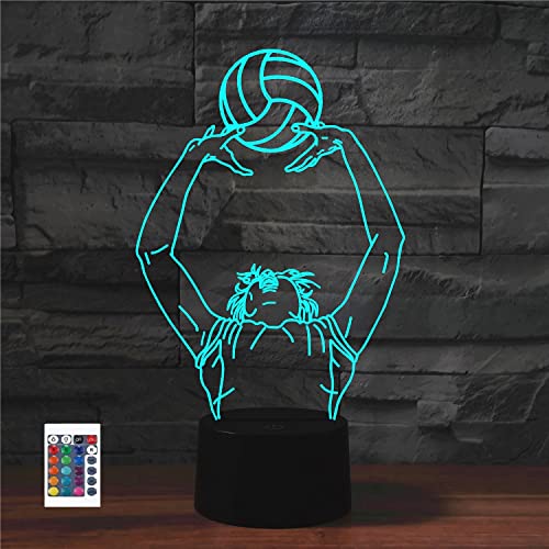 SUPERRUIDALONG 3D Play Volleyball Fernbedienung 16 Farben Nachtlichter Illusion Acryl LED Tisch Nachttisch Lampe Kinder Schlafzimmer Schreibtisch Dekor Geburtstag Geschenke Spielzeug für Kinder von SUPERRUIDALONG