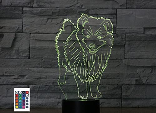 SUPERRUIDALONG 3D Samojede-Fernbedienung, 16 Farben, Nachtlichter, Illusion, Acryl, LED-Tisch, Nachttischlampe, Kinderzimmer, Schreibtisch, Dekoration, Geburtstagsgeschenke, Spielzeug für Kinder von SUPERRUIDALONG