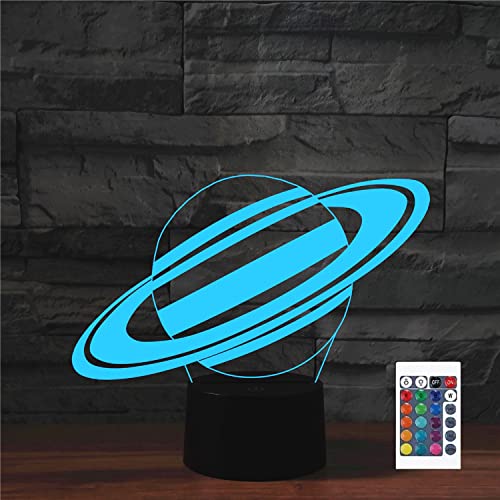SUPERRUIDALONG 3D Saturn Fernbedienung 16 Farben Nachtlichter Illusion Acryl LED Tischlampe Nachttischlampe von SUPERRUIDALONG