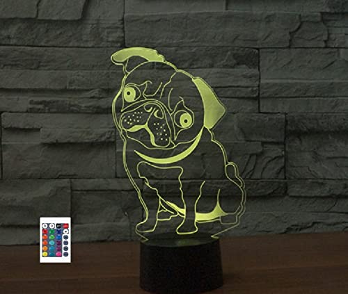 SUPERRUIDALONG 3D Shapi Hunde-Fernbedienung 16 Farben Nachtlichter Illusion Acryl LED-Tisch Nachttischlampe Kinderzimmer Schreibtisch Dekoration Geburtstagsgeschenke Spielzeug für Kinder von SUPERRUIDALONG