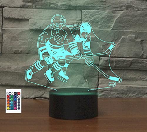 SUPERRUIDALONG 3D Spiel Eishockey Fernbedienung 16 Farben Nachtlichter Illusion Acryl LED-Tisch Nachttischlampe Kinderzimmer Schreibtisch Dekoration Geburtstagsgeschenke Spielzeug für Kinder von SUPERRUIDALONG