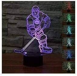 SUPERRUIDALONG 3D Spiel Eishockey Fernbedienung 16 Farben Nachtlichter Illusion Acryl LED Tisch Nachttischlampe Kinderzimmer Schreibtisch Dekoration Geburtstagsgeschenke Spielzeug für Kinder von SUPERRUIDALONG