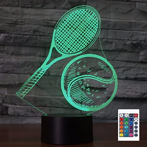 SUPERRUIDALONG 3D-Tennis-Fernbedienung, 16 Farben, Nachtlichter, Illusion, Acryl, LED-Tisch, Nachttischlampe, Kinderzimmer, Schreibtisch, Dekoration, Geburtstagsgeschenke, Spielzeug für Kinder von SUPERRUIDALONG