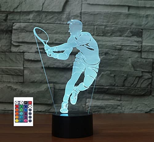 SUPERRUIDALONG 3D-Tennis-Fernbedienung 16 Farben Nachtlichter Illusion Acryl LED-Tisch Nachttischlampe Kinderzimmer Schreibtisch Dekoration Geburtstagsgeschenke Spielzeug für Kinder von SUPERRUIDALONG