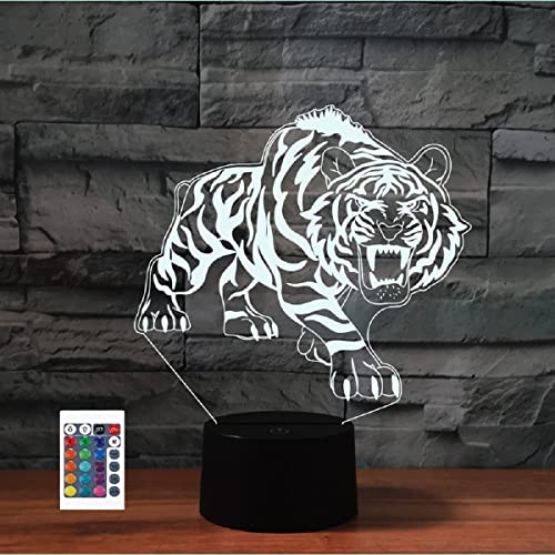 SUPERRUIDALONG 3D Tiger Fernbedienung 16 Farben Nachtlichter Illusion Acryl LED Tisch Nachttisch Lampe Kinder Schlafzimmer Schreibtisch Dekor Geburtstag Geschenke Spielzeug für Kinder von SUPERRUIDALONG