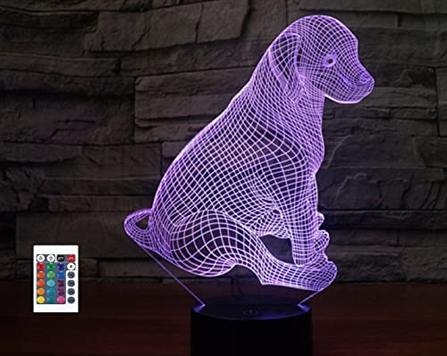 SUPERRUIDALONG 3D Welpen-Hunde-Fernbedienung, 16 Farben, Nachtlichter, Illusion, Acryl, LED-Tisch, Nachttischlampe, Kinderzimmer, Schreibtisch, Dekoration, Geburtstagsgeschenk, Spielzeug für Kinder von SUPERRUIDALONG