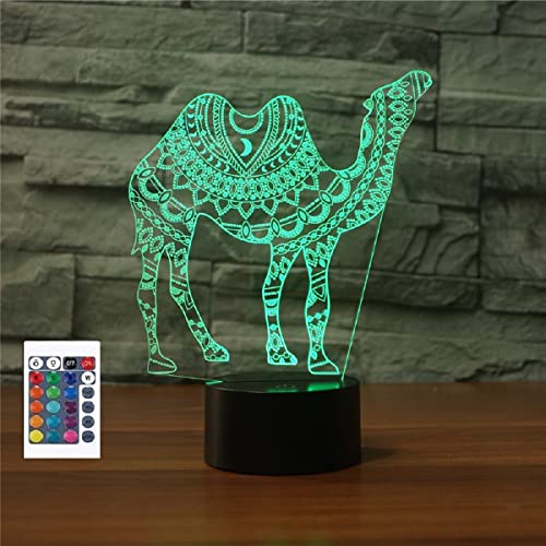 Superruidalon 3D Camel Fernbedienung 16 Farben Nachtlichter Illusion Acryl LED Tischlampe Nachttischlampe Kinder Schlafzimmer Schreibtisch Dekor Geburtstag Geschenke Spielzeug für Kinder von SUPERRUIDALONG
