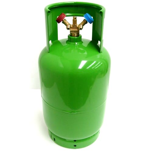 3S SuperSamaStore Leere Druckbehälter-Doppelventilflasche für Kältemittel, Kühlgas R410A, R134A von Klimaanlagen, Kühlmittelflasche von 12 Liter, Gasflasche Ideal für Klimageräte und HLK-Systeme von 3S SuperSamaStore