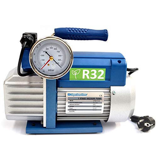 Vakuumpumpe 70 L/MIN Unterdruckpumpe mit vakuummeter Magnetventil R32 R1234YF von SUPERSAMASTORE