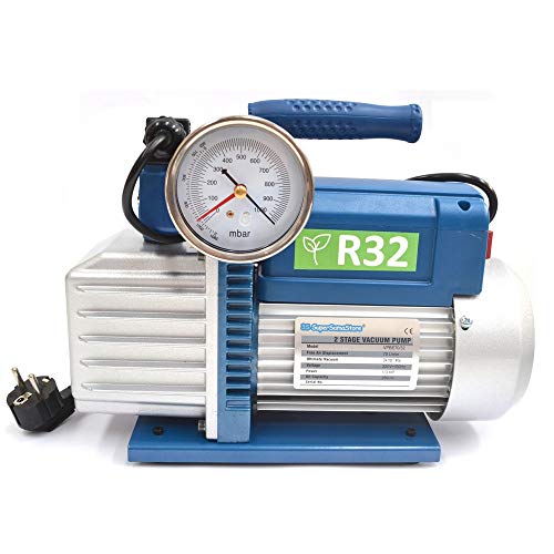 Vakuumpumpe 70 L/min 2 STUFIG 1/3HP UNTERDRUCK R32 R1234YF KLIMAANLAGE von SUPERSAMASTORE