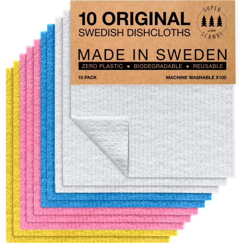 SUPERSCANDI schwedische Geschirrtücher, Papierhandtuchersatz (10 Stück von SUPERSCANDI