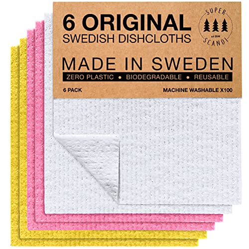 SUPERSCANDI schwedische Geschirrtücher, Papierhandtuchersatz (6 Stück von SUPERSCANDI