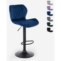 Moderner, verstellbarer Küchen-Barhocker aus Samtstoff Jersey - Blau von SUPERSTOOL