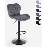 Moderner, verstellbarer Küchen-Barhocker aus Samtstoff Jersey - Dunkel Grau von SUPERSTOOL