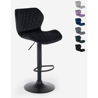 Moderner, verstellbarer Küchen-Barhocker aus Samtstoff Jersey - Schwarz von SUPERSTOOL